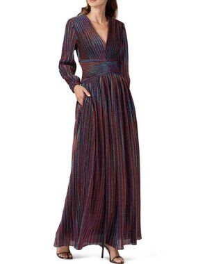 Jonathan Simkhai Rainbow Metallic Stripe Gown Size 4 Evening Formal